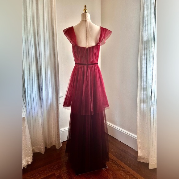 Marchesa Notte Red Mesh Gown - Picture 5 of 8